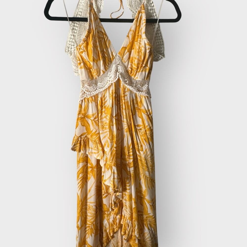 Luxxel floral wrap front maxi dress withhcrochet accent, size small - Picture 4 of 9